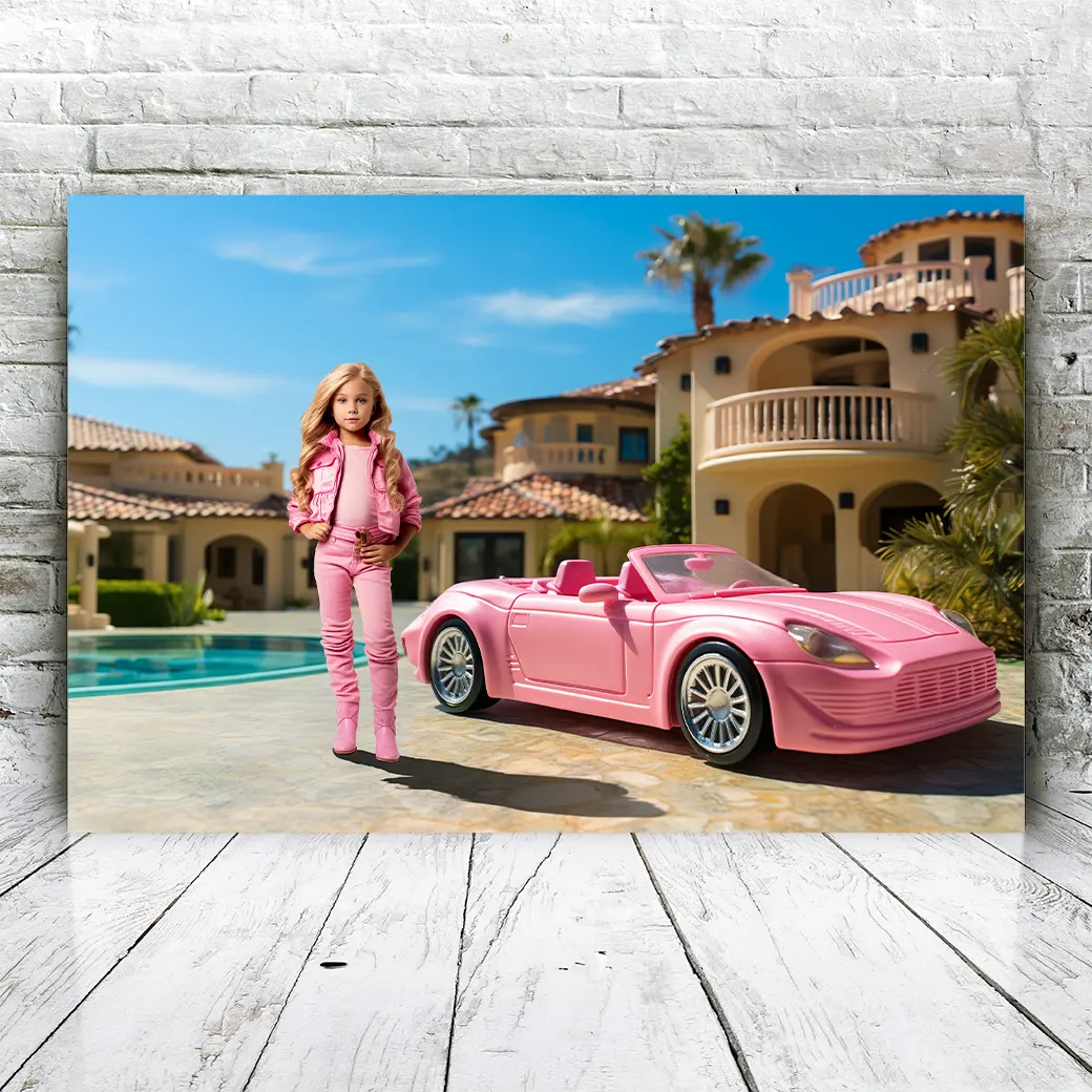 Pink Doll Car Barbie Portrait