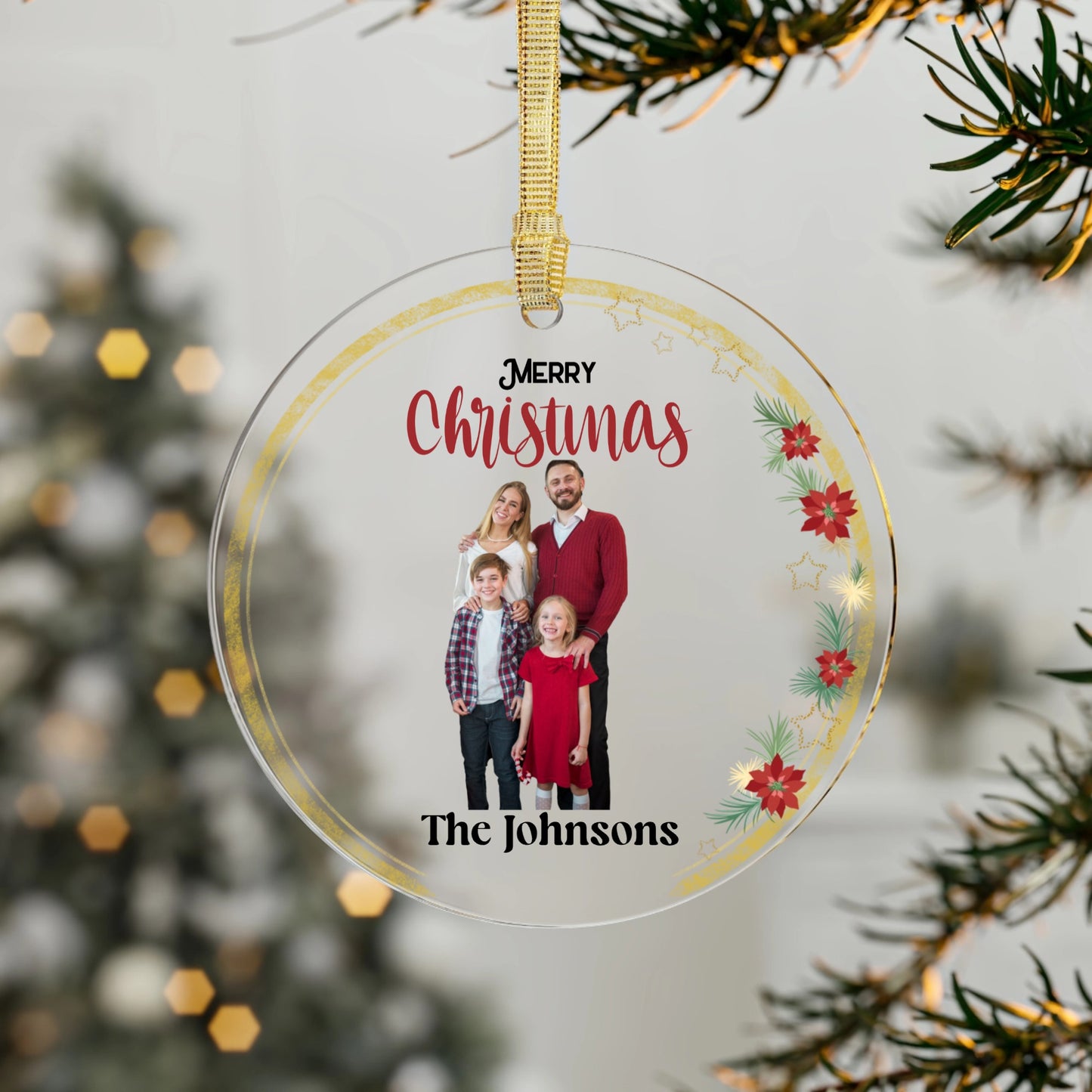 Family Photo Christmas Ornament - Acrylic
