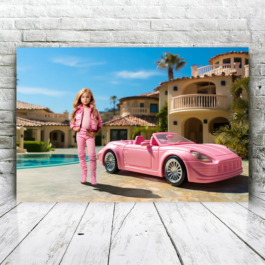 Pink Doll Car Barbie Portrait