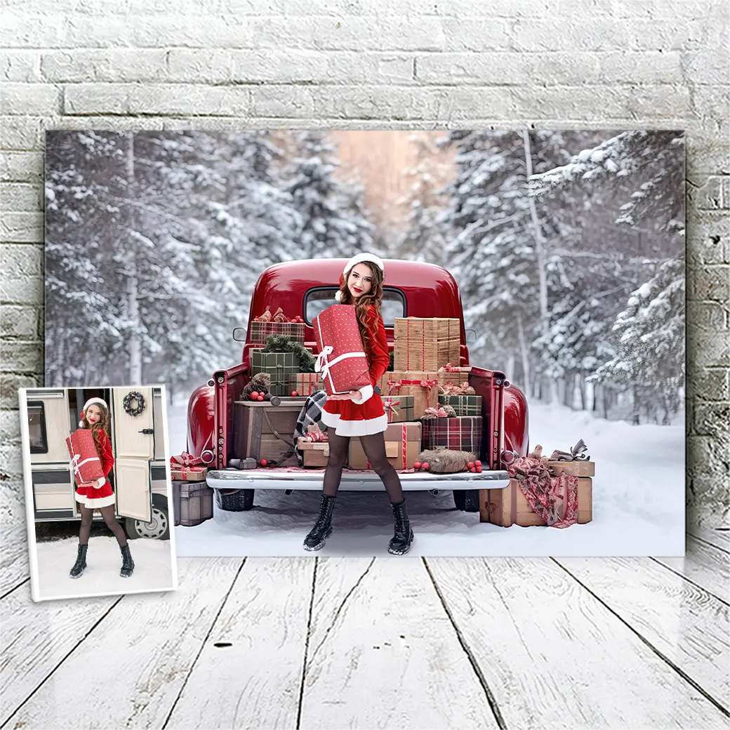 Holiday Gift Truck Christmas Portrait Example