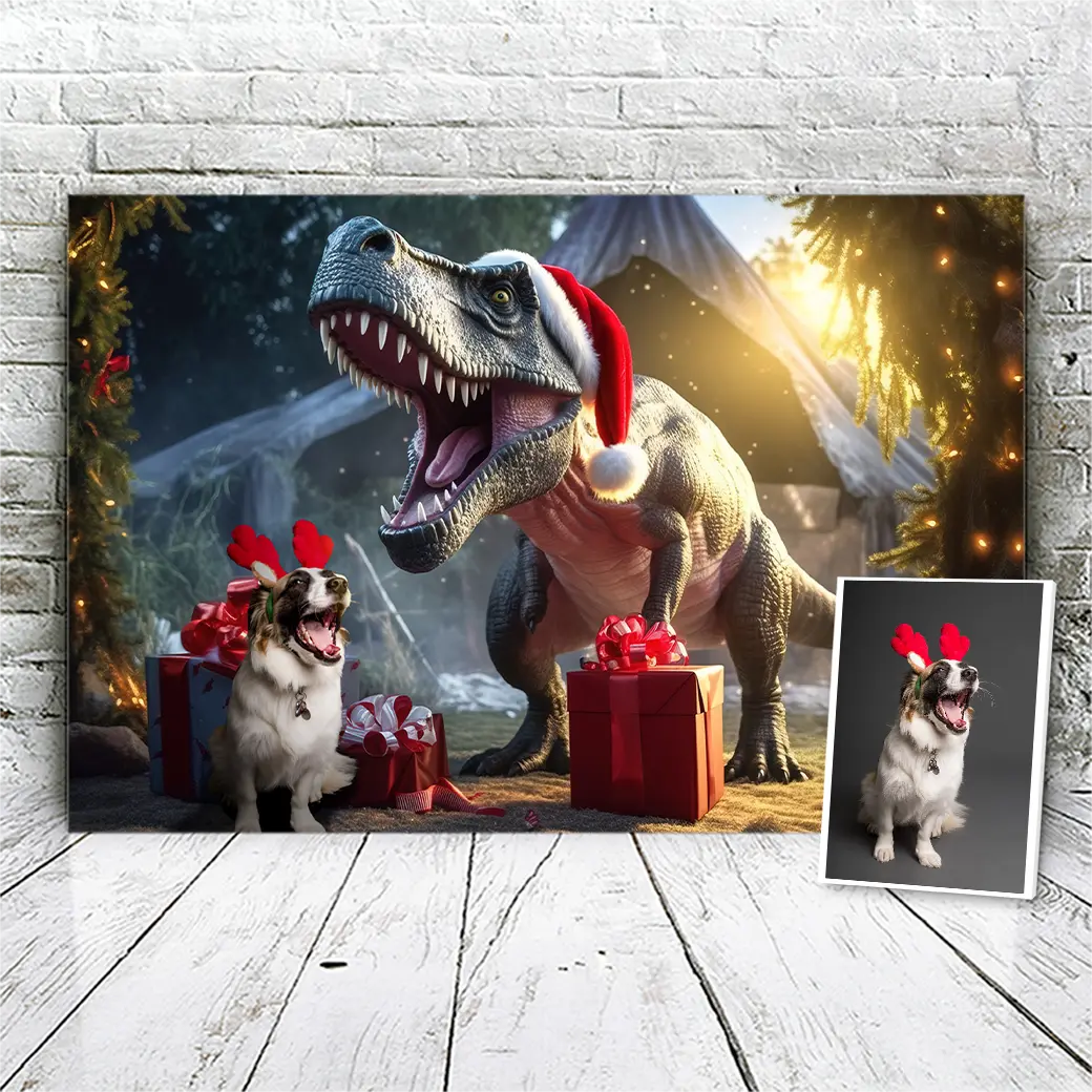 Gifting T-rex Portrait Christmas
