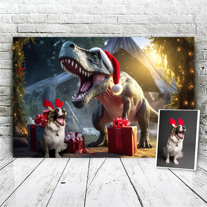Gifting T-rex Portrait Christmas