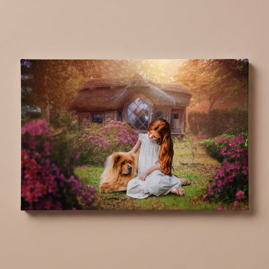 Personalized fairy tale garden portrait canvas