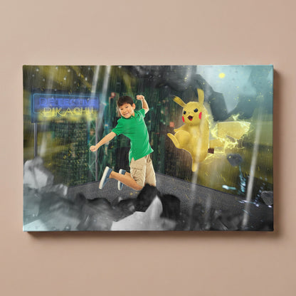 Personalized Pika Pika portrait canvas