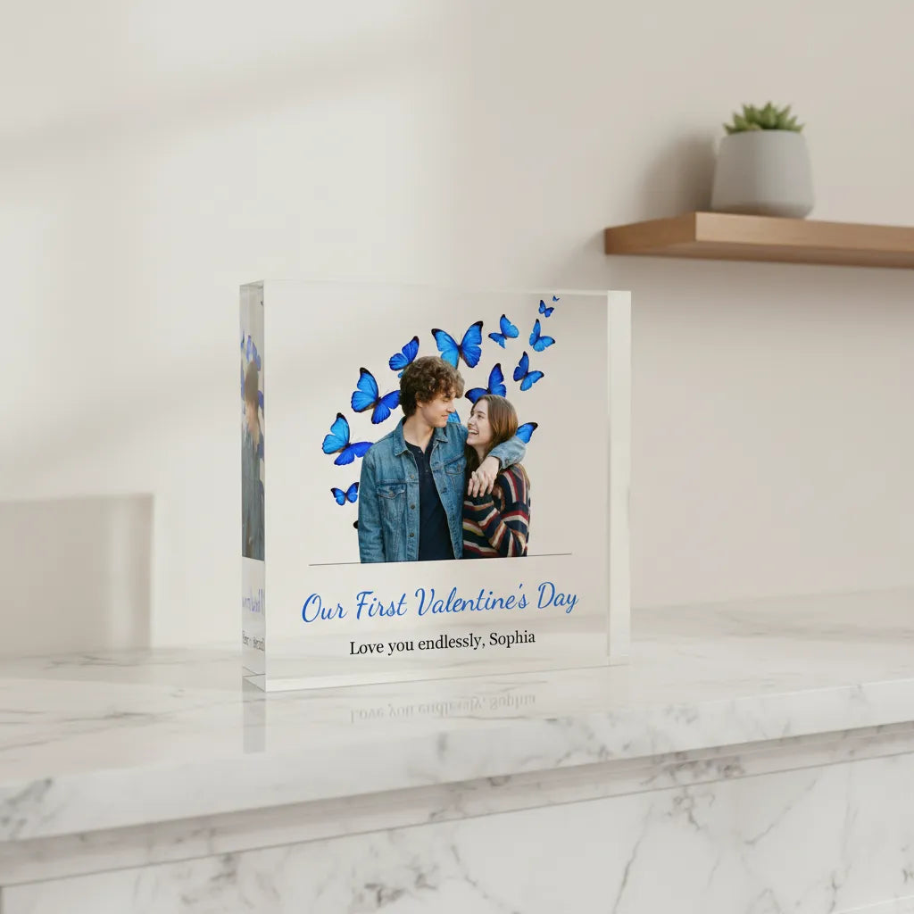 Acrylic Photo Block - Valentine Hearts