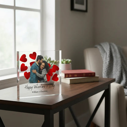 Acrylic Photo Block - Valentine Hearts