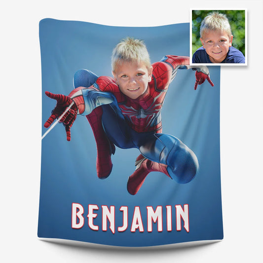 personalized spiderman blanket with photo and name