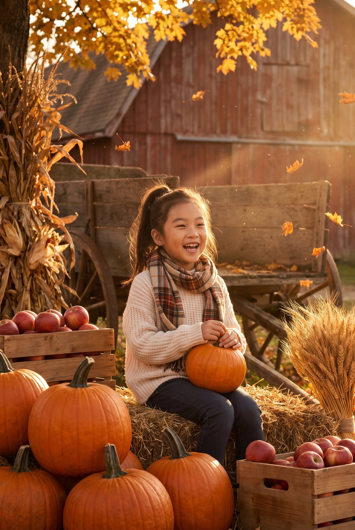 Personalized autumn harvest family artwork shown on canvas