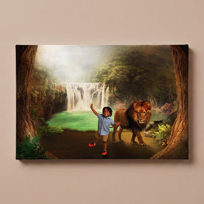 Personalized Jungle Lion portrait canvas
