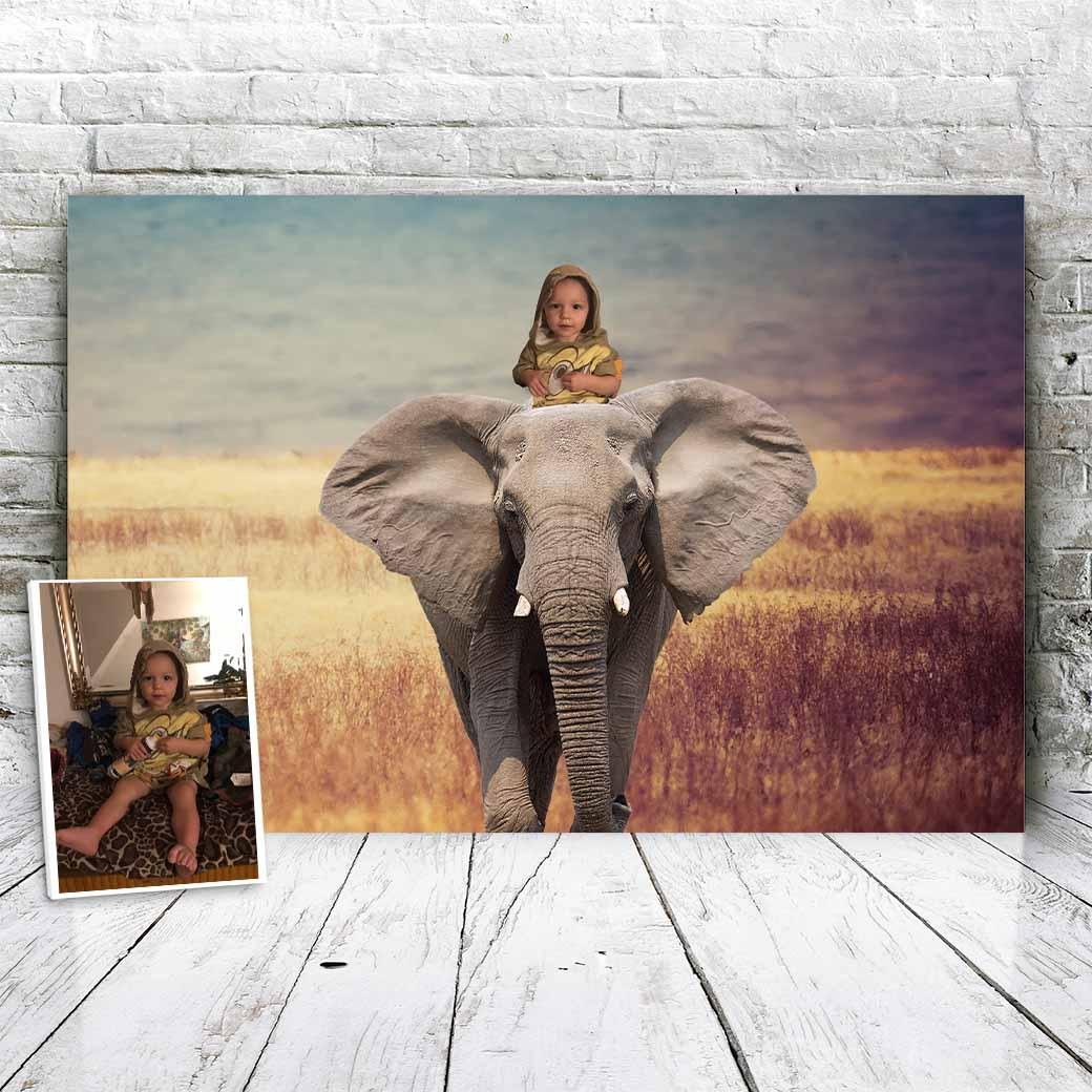 On the Elephant - Custom Portrait - Fabulous Portrait