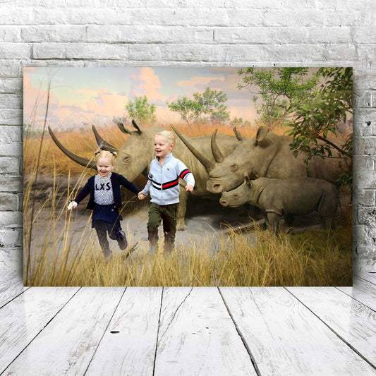 Rhinoceros Family - Custom Portrait
