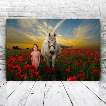 Horse in Flower Field - Custom Portrait