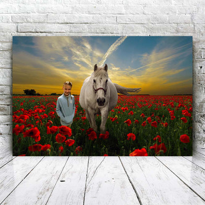 Horse in Flower Field - Custom Portrait