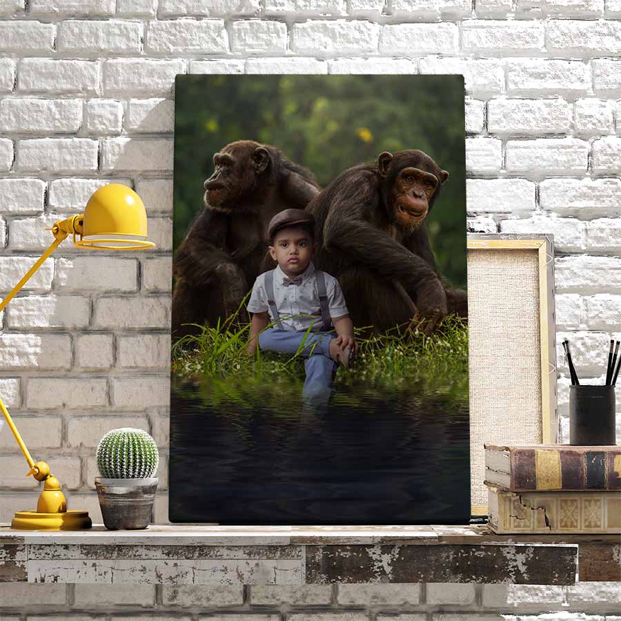 With the Chimpanzees - Custom Portrait