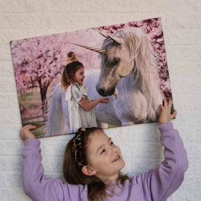 Customer holding Pink Unicorn portrait 2